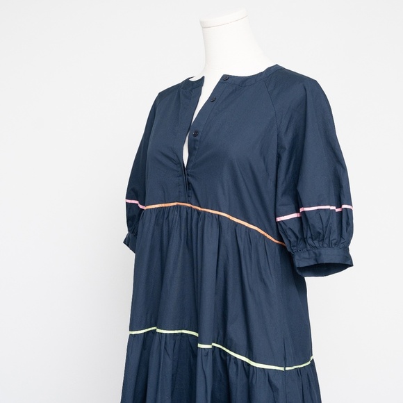 English Factory | Short Puff Sleeve Dress with Piping Detail - Picture 9 of 14